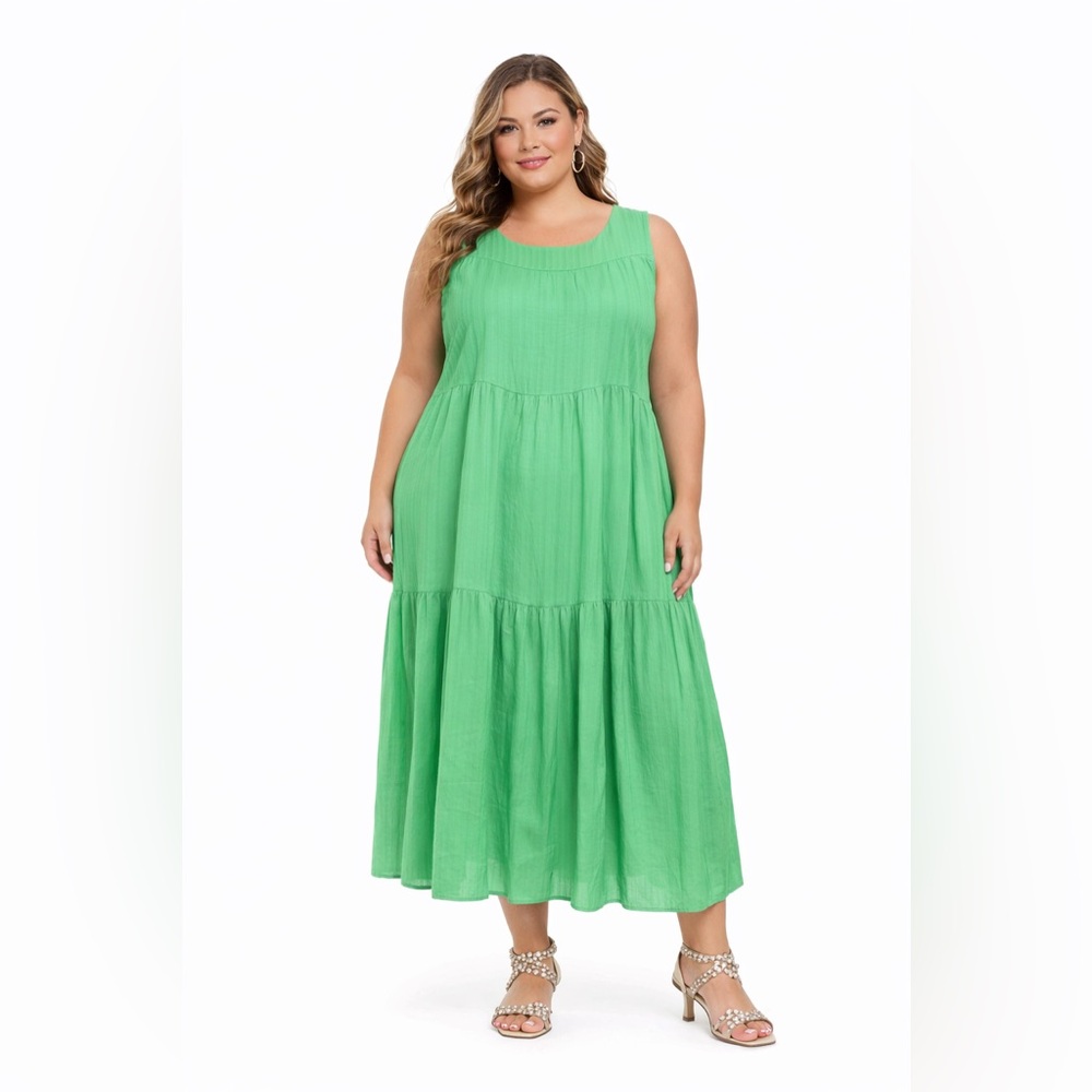 Hayden Bright Green Tiered Maxi Dress